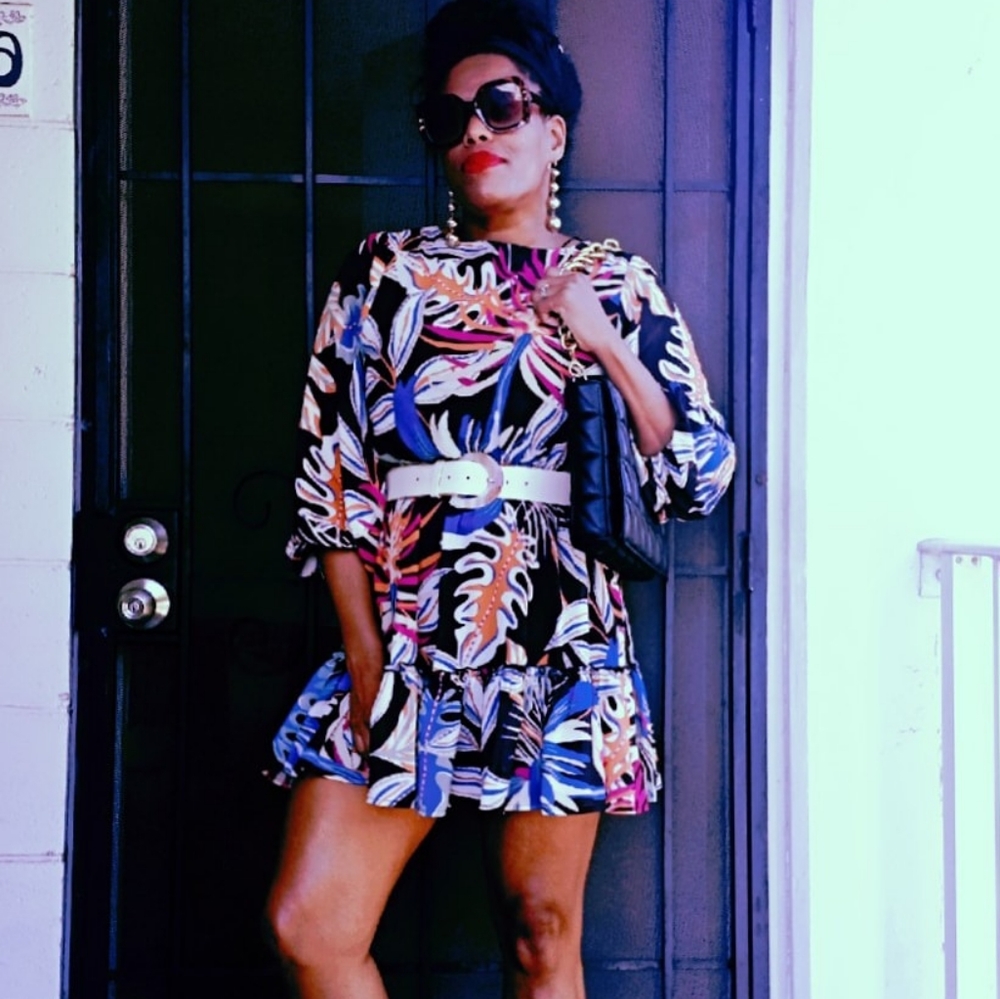 Floral Ruffle Mini Dress with Tie